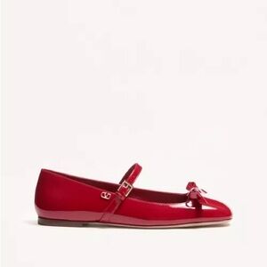 Valentino Bow-detailed patent-leather Mary Jane flats